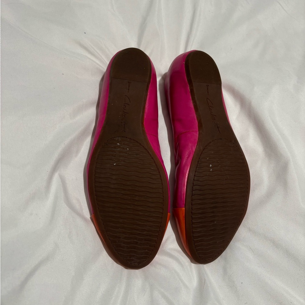 Clarks Artisan Alitay Susan Leather Pink & Orange Flats Size 10M - Picture 4 of 5